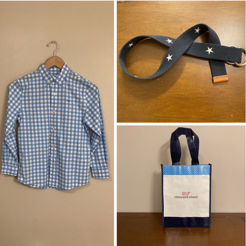 Vineyard vines shirt,belt,and bag